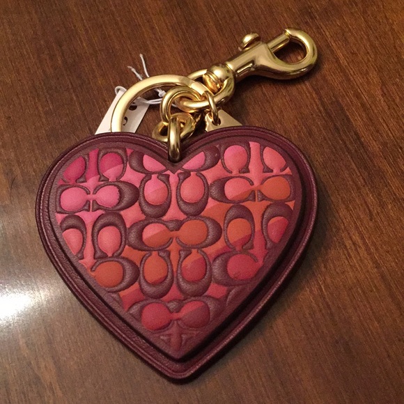 Coach Signature Heart Keychain Bag Charm - Picture 2 of 5